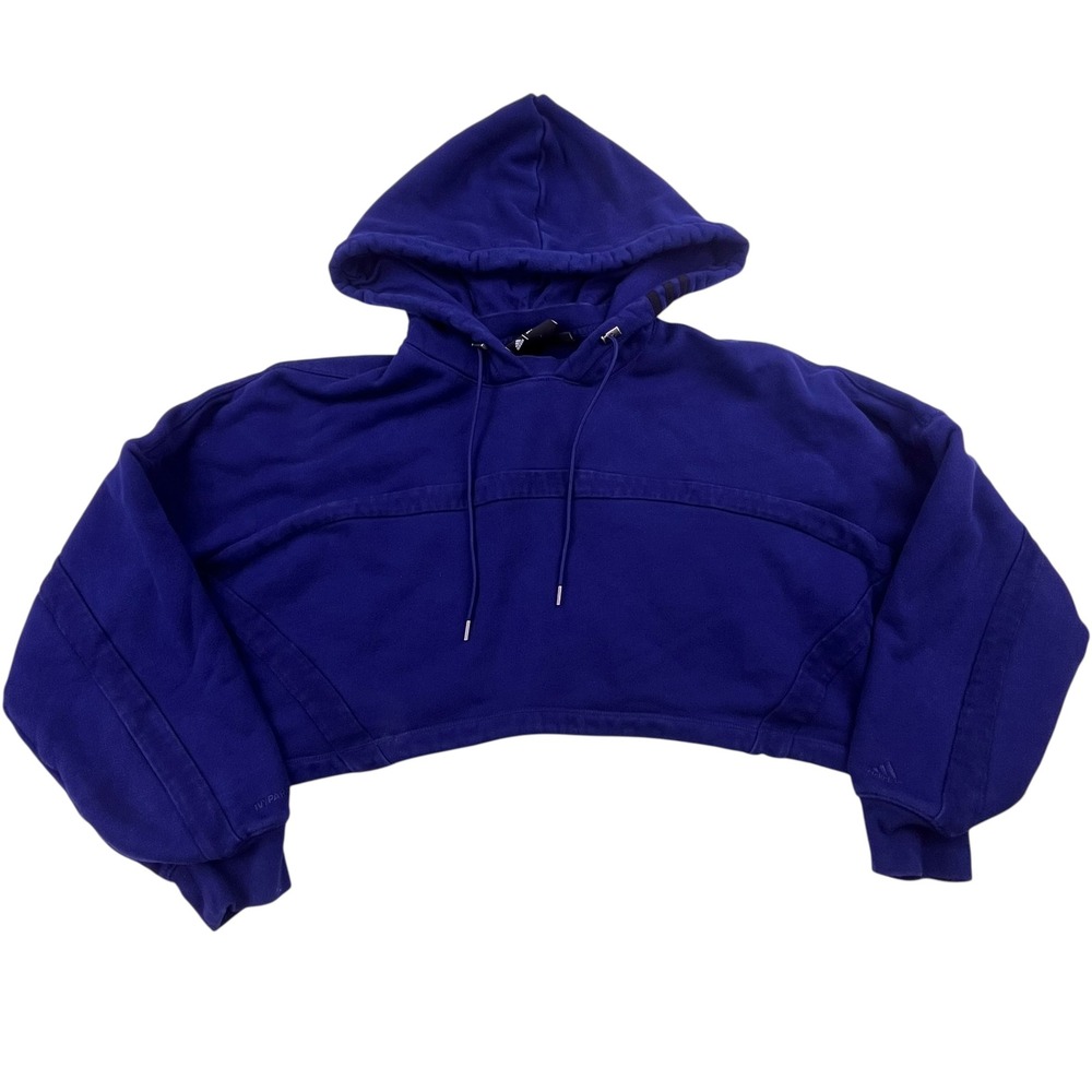Adidas x Ivy Park Oversized Cropped Hoodie Navy Blue Beyonce Sweatshirt Medium